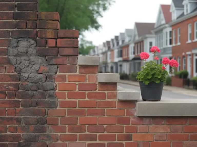 example of brick repair in progress